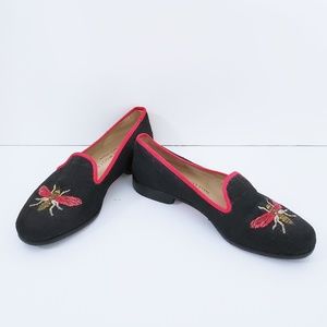 Stubbs & Wootton Linen Loafers Bee Detail US 5.5